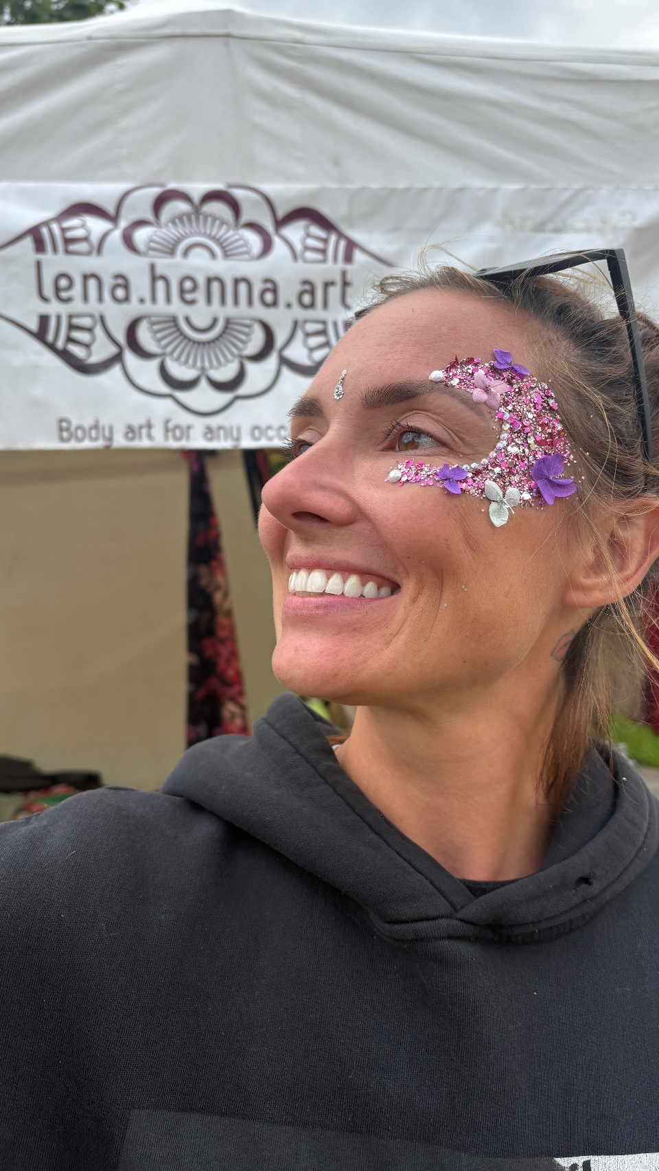 Festival glitter design by Lena Henna Art